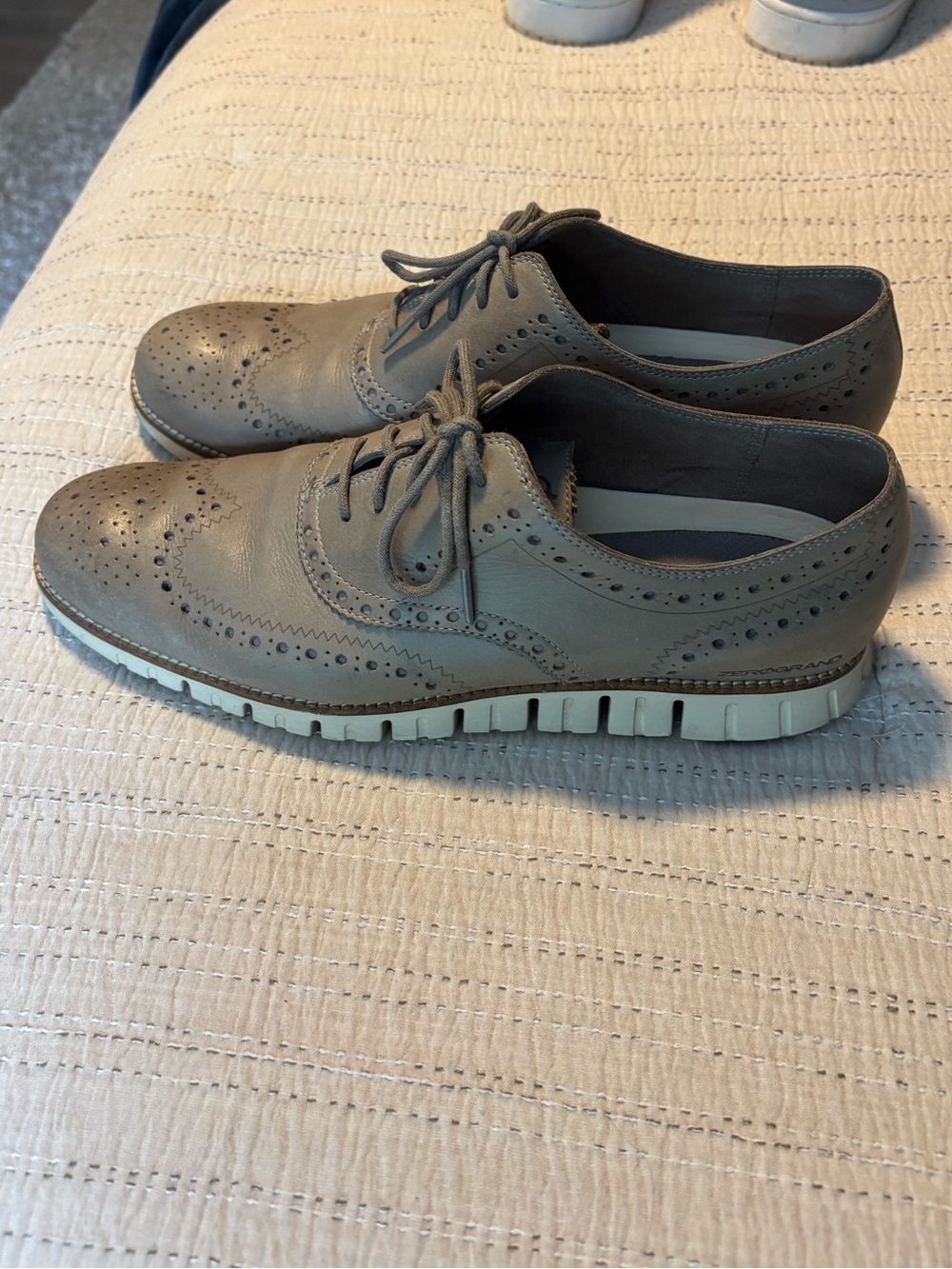 Cole Haan Men's Taupe Wingtip Oxford with Lightweight Cream Sole